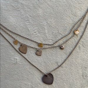 Layered heart charm necklace